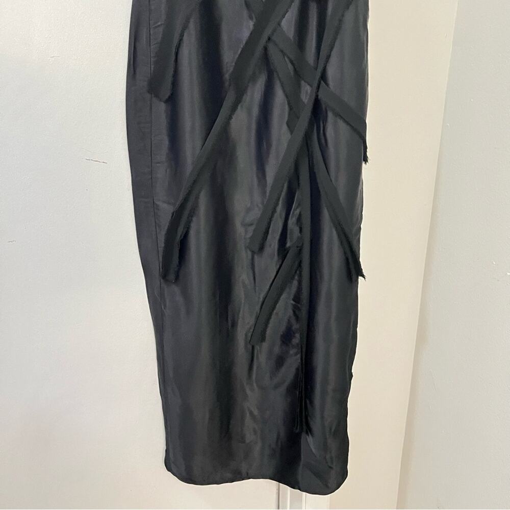 Zara Black FLORAL SATIN MIDI DRESS - Picture 11 of 15